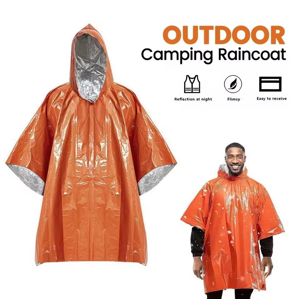 Camping Rain Poncho - قطعة واحدة/قطعتان من معطف المطر الطارئ