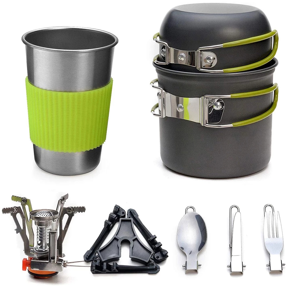 طقم أواني طهي للتخييم مع موقد  - مراجعة Outdoor Camping Dining Set وسعره